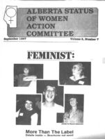 thumbnail of Alberta Status of Women Action Committee Newsletter – Vol. 8, No. 7 – September 1987