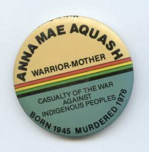 Anna Mae Aquash, a Mi'kmaq from Nova Scotia, was born 1945. Aquash was an activist with the the American Indian Movement and involved in a number of protests in the early 1970s in the United States. She was murdered in 1976 on the Pine Ridge Reservation in South Dakota.