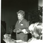 Laura Sabia speaking at the 1978 Annual General Meeting of the Canadian Association for the Repeal of the Abortion Law.