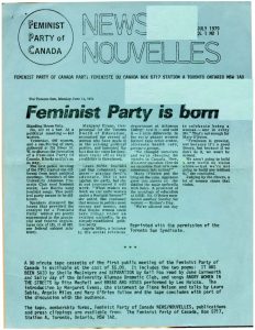 thumbnail of Feminst Party Of Canada News/Nouvelles – Vol. 1, No. 1 – July 1979