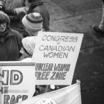 The Congress of Canadian Women at the 1983 International Women's Day March in Toronto call for A Nuclear Weapon-Free Zone and an End to the Arms Race.