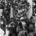 Members of the Toronto Rape Crisis Centre participate in the 1983 International Women's Day March in Toronto.