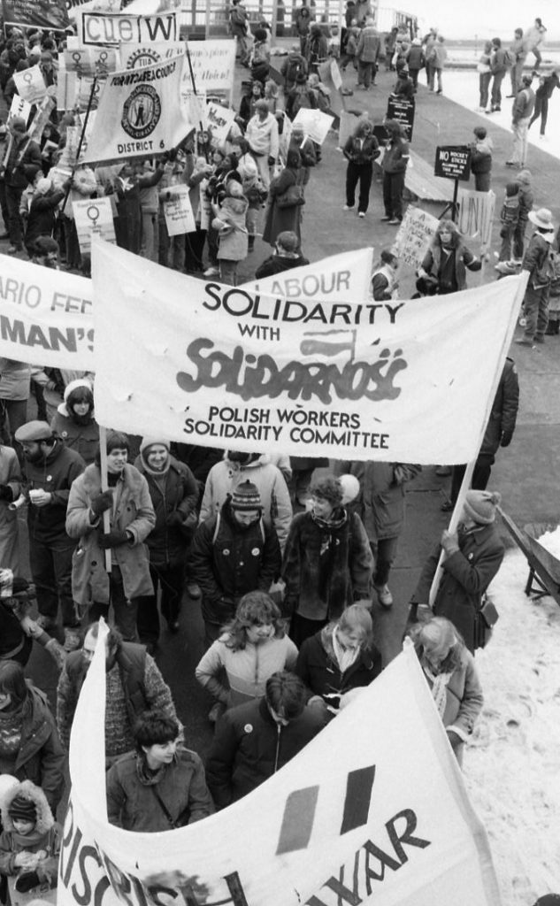 The Polish Workers Solidarity Committee are seen at the 1983 International Women's Day March in Toronto.