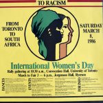 The poster for annual IWD march and rally focussed on the intersecting struggles against racism and sexism.