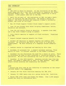 thumbnail of International Women’s Day Committee Chronology (1978-1982)