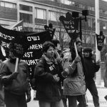 The Jewish Women’s Committee to End the Occupation of the West Bank and Gaza (JWCEO) marched in 1990 anti-war demonstration in Toronto.