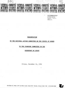 thumbnail of NAC Presentation to Standing Committee on the Secretary of State, 1986