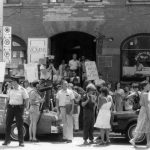 The photo was taken of the protest outside the Morgentaler Clinic in Toronto following the police raid in July 1983.