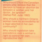 This poster is for a Toronto pro-choice rally organized for October 1, 1983, by the Women's Cultural Building Committee in support of abortion choice and reproductive rights.