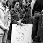 Members of the Red Berets attend the GLARE Fight the Right protest on September 26, 1981.