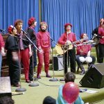 The Red Berets at Convocation Hall in Toronto for International Women's Day on March 9, 1986. Photograph by Wally Seccombe.