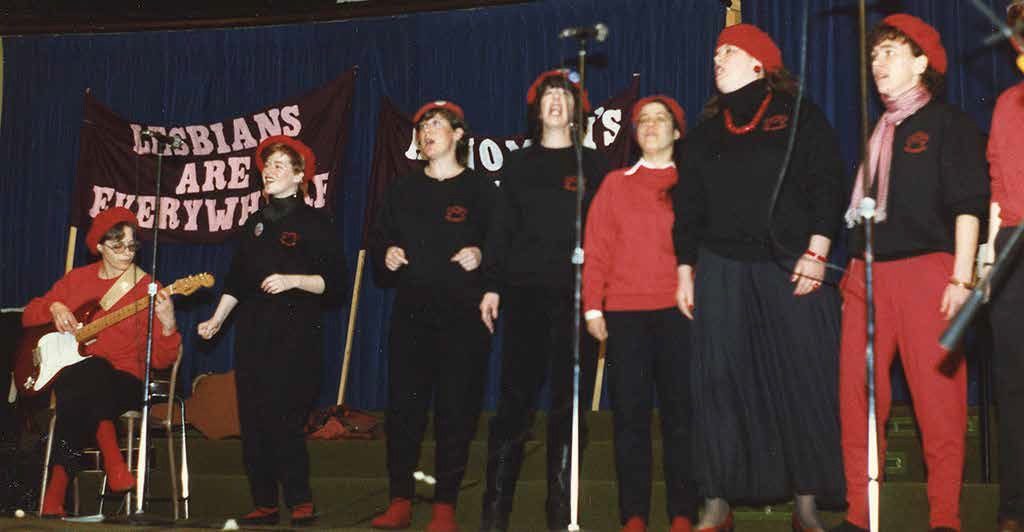 The Red Berets perform at International Women's Day on March 9, 1985 in Toronto.