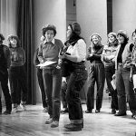 The Red Berets sing at Convocation Hall for International Women's Day in Toronto on March 7, 1981. Photograph by Wally Seccombe.