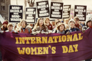 Toronto International Women's Day March in 1983 protests Mini-Skools.