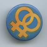 This undated button has two women symbols.