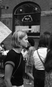 Anne McClard at a 1983 rally called for the legalization of abortion clinics. The rally was held outside the Morgentaler Clinic in Toronto in 1983.