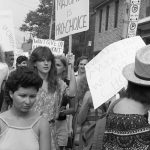 Pro-choice supporters rally outside Dr. Henry Morgentaler's clinic in Toronto. This 1983 protest was organized in support of Dr. Morgentaler and legalizing free-standing abortion clinics.