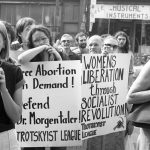 Members of the Trotskyist League participate in a1983 Toronto rally in support of Dr. Morgentaler and the legalization of abortion clinics.