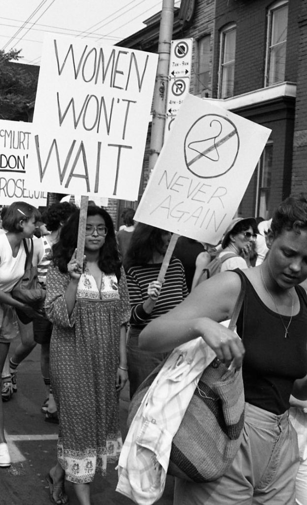 Photo taken outside Morgentaler Clinic in Toronto during rally to support abortion rights.