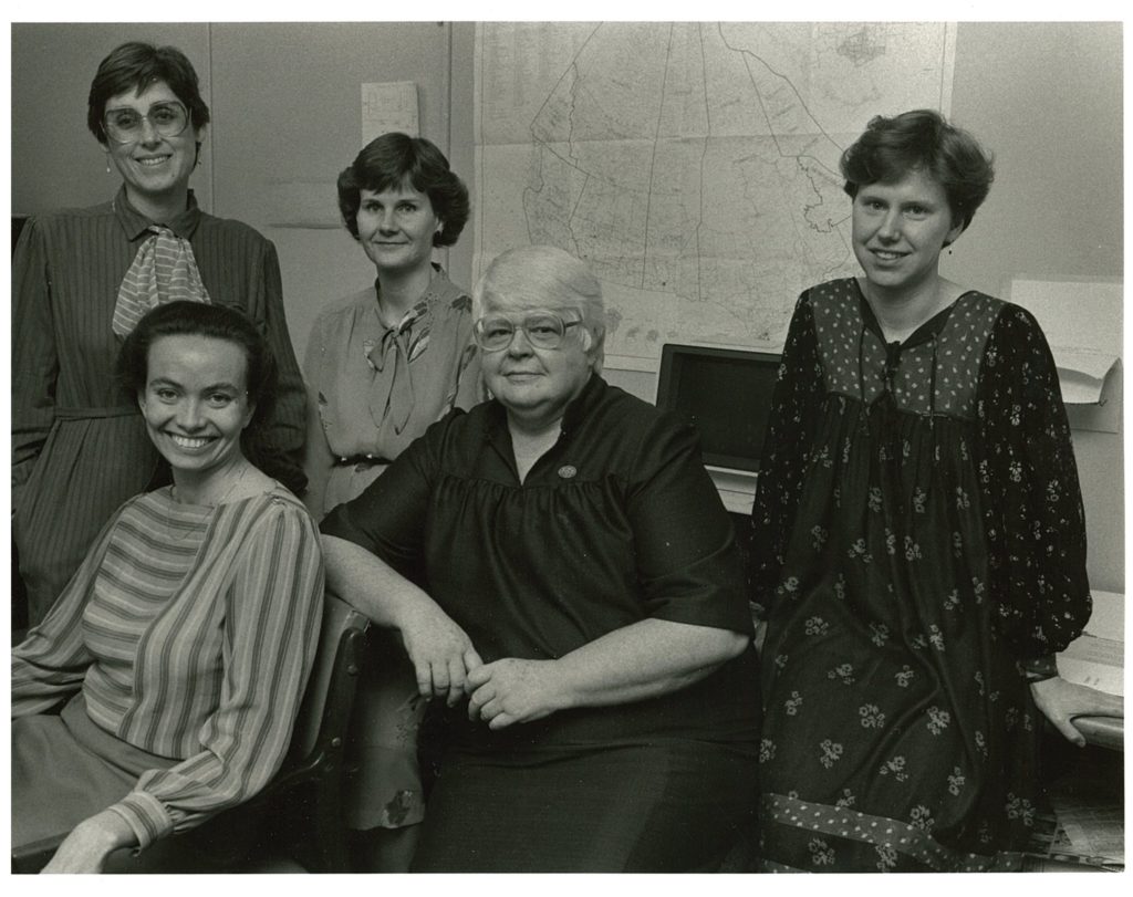 This is an undated photos of CARAL leaders, including : Kathleen Howse, Caroline Lindbergh, Ruth Miller, Norma Scarborough and Karen Hammond.