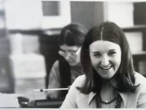 Barb Hicks and unidentified woman work newspaper of the Vancouver Women's Caucus, around the time of the Abortion Caravan.