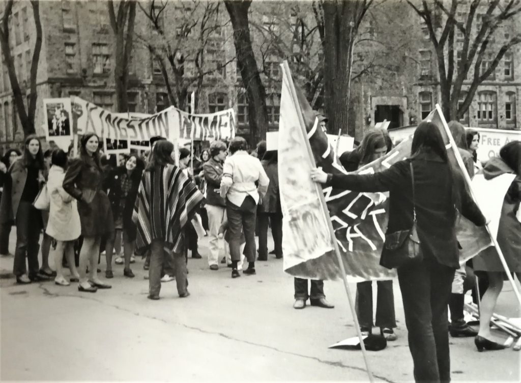 Kingston women march as part of the May 9th demonstration in Ottawa. The event was organized to mark the arrival of the Abortion Caravan as it completed its cross-country trek.