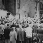 A solidarity rally outside what is now the Eaton's Centre was organized on May 7, 1970, during the Toronto stop of the Abortion Caravan.