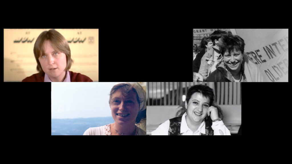 Still from Becoming Feminists - old photos of Sue Colley, Meg Luxton, Amy Gottlieb and Franca Iacovetta