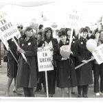 The Canadian Air Line Employees Association (CALEA) on strike against Air Canada in 1985. Shortly after, CALEA merged with the Canadian Auto Workers.