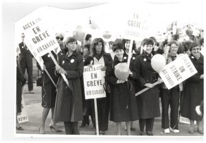 The Canadian Air Line Employees Association (CALEA) on strike against Air Canada in 1985. Shortly after, CALEA merged with the Canadian Auto Workers.