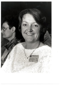 This is a photo of Canadian Auto Workers activist and feminist Cheryl Kryzaniwsky at a meeting of the Canadian Council in 1986.