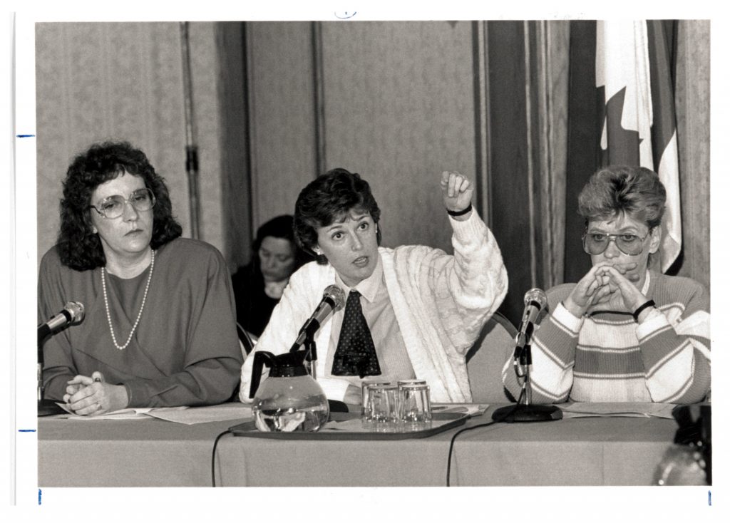 Long time activist and early child care advocate with the Canadian Auto Workers, Carol Phillips served as the Bargaining Committee Chair and Chair of CAW Local 673, Dehavilland Aircraft. Later she was Director of Education Development and Director of International Development, before becoming Assistant to the President. Carol was also Head of the Canadian Labour Congress Women's Bureau and Executive Assistant to the President of the Canada Labour Congress.This photo from 1980 is from the UNIFOR archives and is printed with permission.