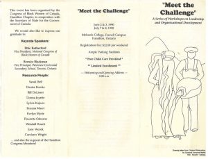 thumbnail of Hamilton Chapter Meet the Challenge Leadership Workshops (1990)