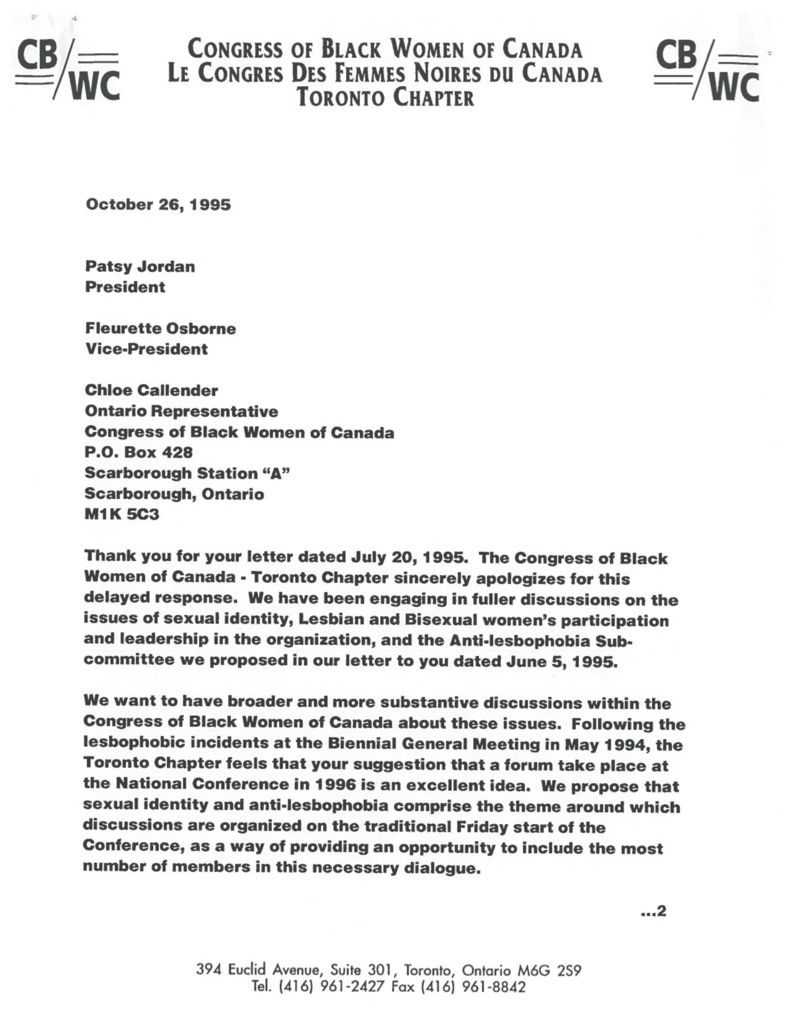 thumbnail of Correspondence on Anti-Lesbophobia Sub-Committee (1995)