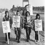 This photo was taken on the Radio Shack picket line in Barrie. The largely female workforce at Radio Shack's Barrie warehouse, organized by the United Steelworkers of Canada, went on strike for a first contract in August 1979. Issues included hazardous lifting conditions, no job security, inconsiderate treatment and favouritism. The Radio Shack strike was one of several lengthy strikes in Ontario led by women and marked by serious strike-breaking and anti-union tactics by the company. The strike ended in April 1980 after a court ruling that Radio Shack has bargained in bad faith. .