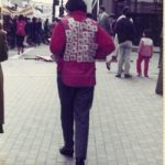 Onni Milne, Vancouver International Women's Day Committee member, walking in the IWD March in 1985.