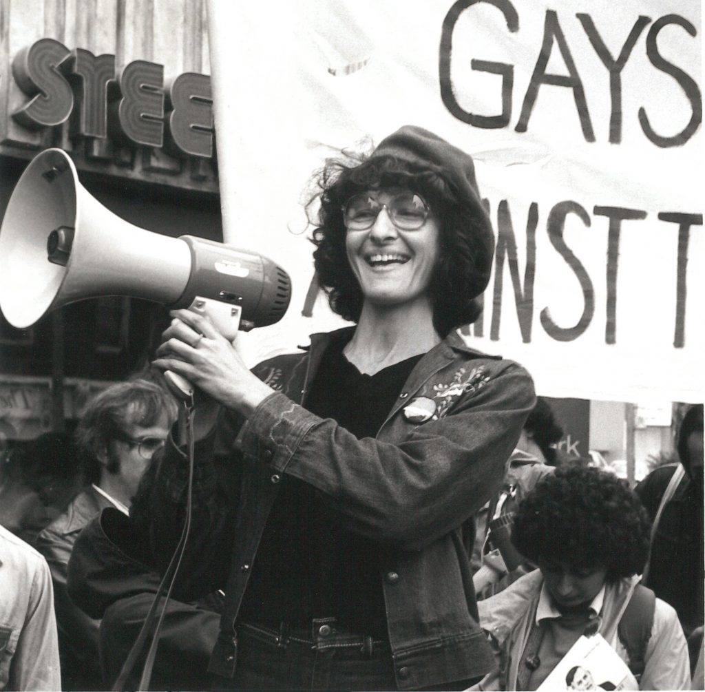 Naomi Wall is featured in this photo taken at a demonstration by Gays and Lesbians Against the Right (GLARE) in Toronto.