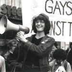 Naomi Wall is featured in this photo taken at a demonstration by Gays and Lesbians Against the Right (GLARE) in Toronto.