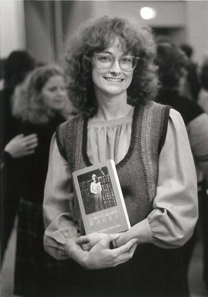 TThis photo features Naomi Wallat a demonstration by Gays and Lesbians Against the Right (GLARE) in Toronto. at the launch for her book, Hard Earned Wages: Women Fighting for Better Work and published by The Women's Press in 1983.