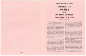 thumbnail of Ontario Federation of Labour Convention Statement on Women (1975)