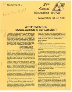 thumbnail of Ontario Federation of Labour Convention Statement (1987) – Equal Action in Employment