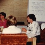 Shelagh Luka chairs one of the first meetings of the newly formed OSSTF Status of Women Committee in the early 1980s.