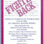 This 1982 conference on violence against women was organized by the Toronto Rape Crisis Centre. The event included workshops, films, and self-defence, and addressed a wide range of issues related to violence, including sexual abuse and harassment, racism, forced sterilization, women in prison, lesbian oppression, addicted women, women and poverty, and more.