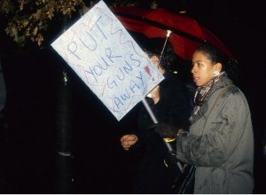 In response to the October 27, 1989, police shooting of 23-year-old Black woman Sophia Cook, the Black Women’s Collective organized the Women’s Coalition Against Racism and Police Violence. This coalition of 35 women’s and progressive organizations brought people together on December 16, 1989, to demand police accountability and an end to police brutality against Black people.