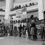 The Red Berets at Convocation Hall (Toronto) on International Women's Day, March 5, 1983.