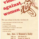 A poster for a women's rally in Toronto organized by Women Against Violence Against Women (WAVAW).