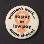 The button was created by the Feminist Action Collective (Ottawa) around 1981 and distributed with the leaflets on women's work and also produced by the FAC .